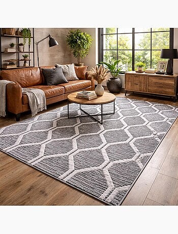 Tapis longs poils shaggy tissé motif scandinave LALALO