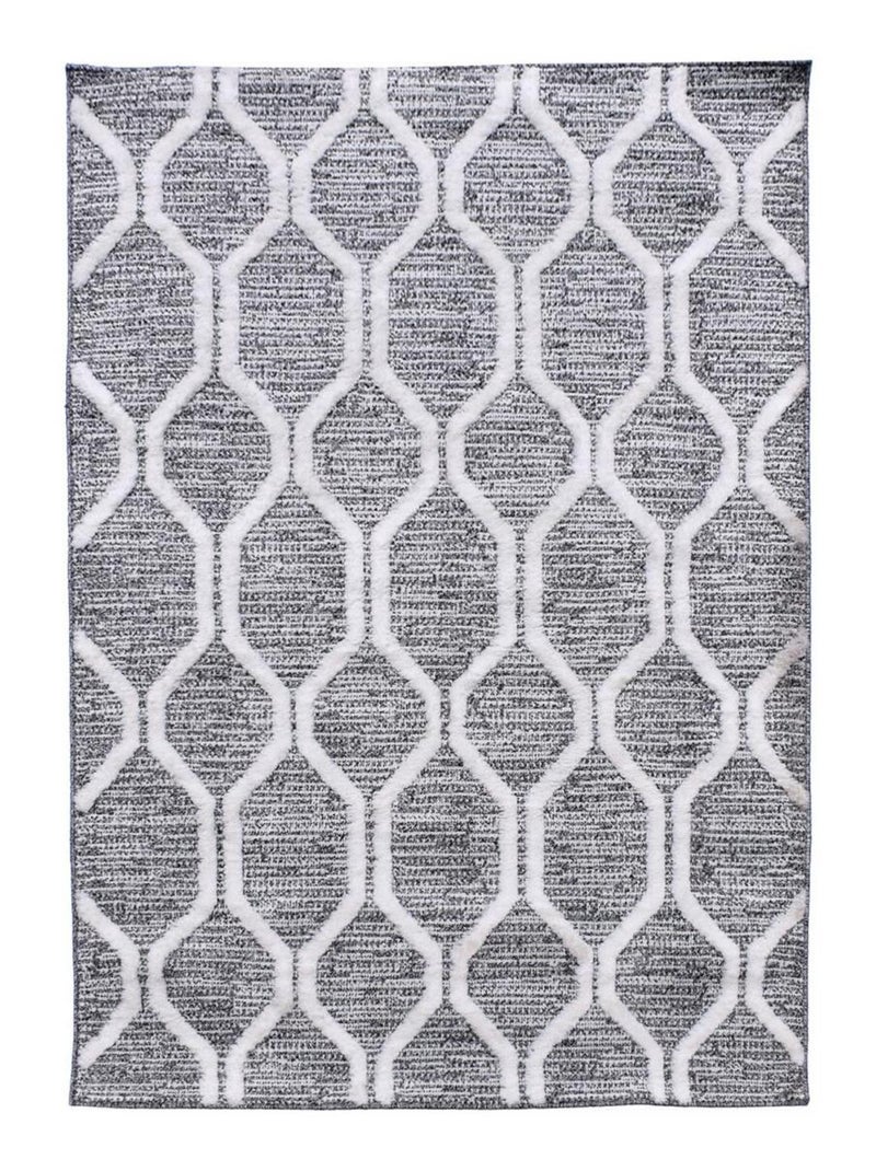 Tapis longs poils shaggy tissé motif scandinave LALALO Gris - Kiabi