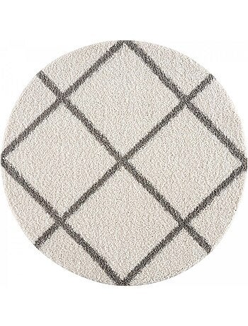 Tapis longs poils shaggy tissé motif scandinave SG MADRAG