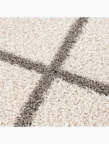 Tapis longs poils shaggy tissé motif scandinave SG MADRAG