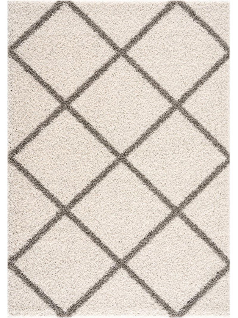 Tapis longs poils shaggy tissé motif scandinave SG MADRAG Ecru - Kiabi