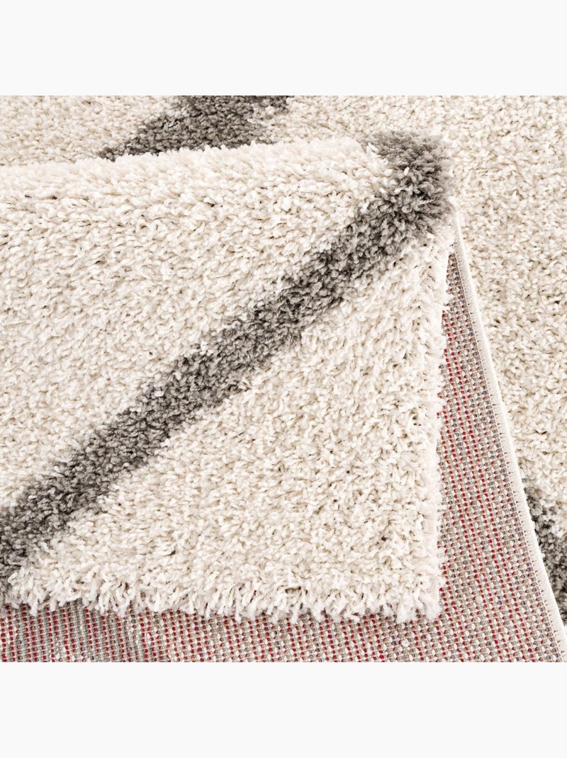 Tapis longs poils shaggy tissé motif scandinave SG MADRAG Ecru - Kiabi