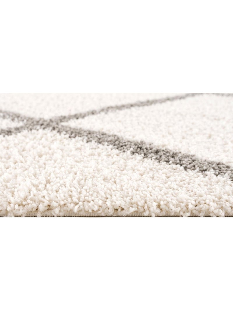 Tapis longs poils shaggy tissé motif scandinave SG MADRAG Ecru - Kiabi