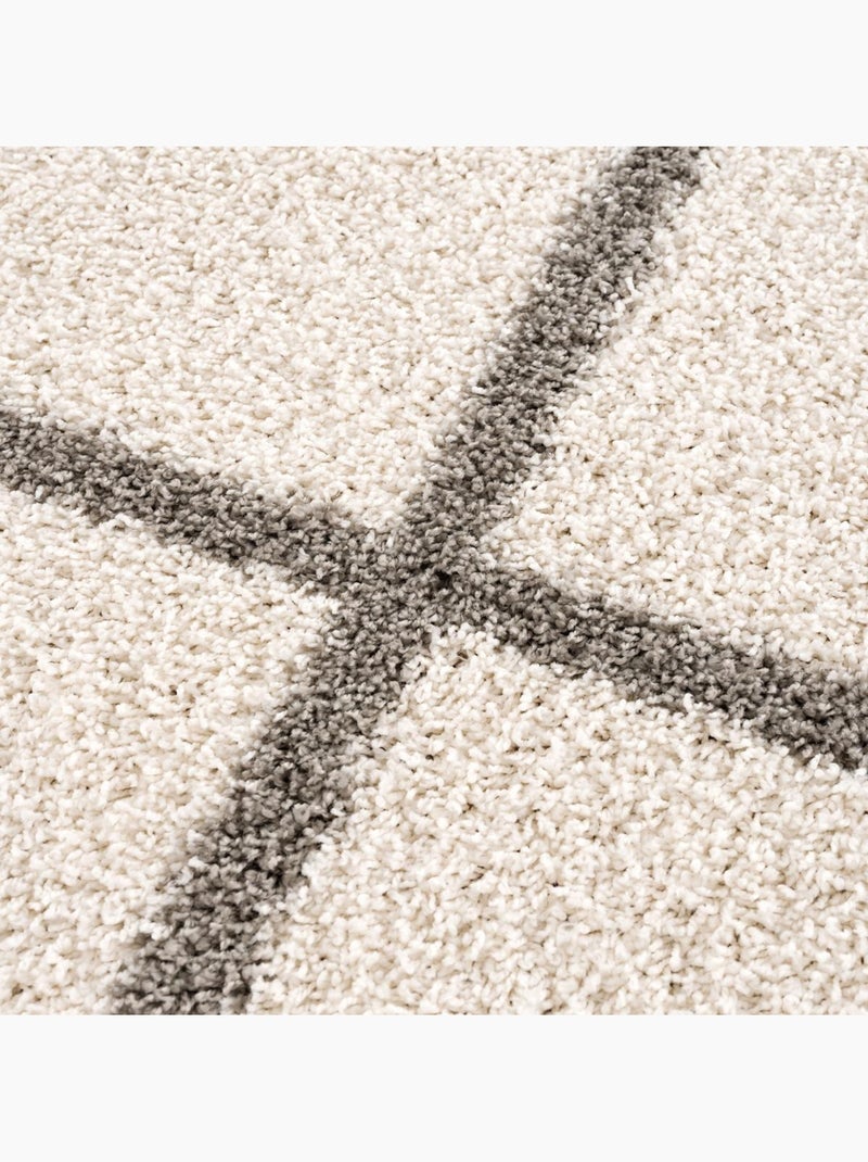 Tapis longs poils shaggy tissé motif scandinave SG MADRAG Ecru - Kiabi