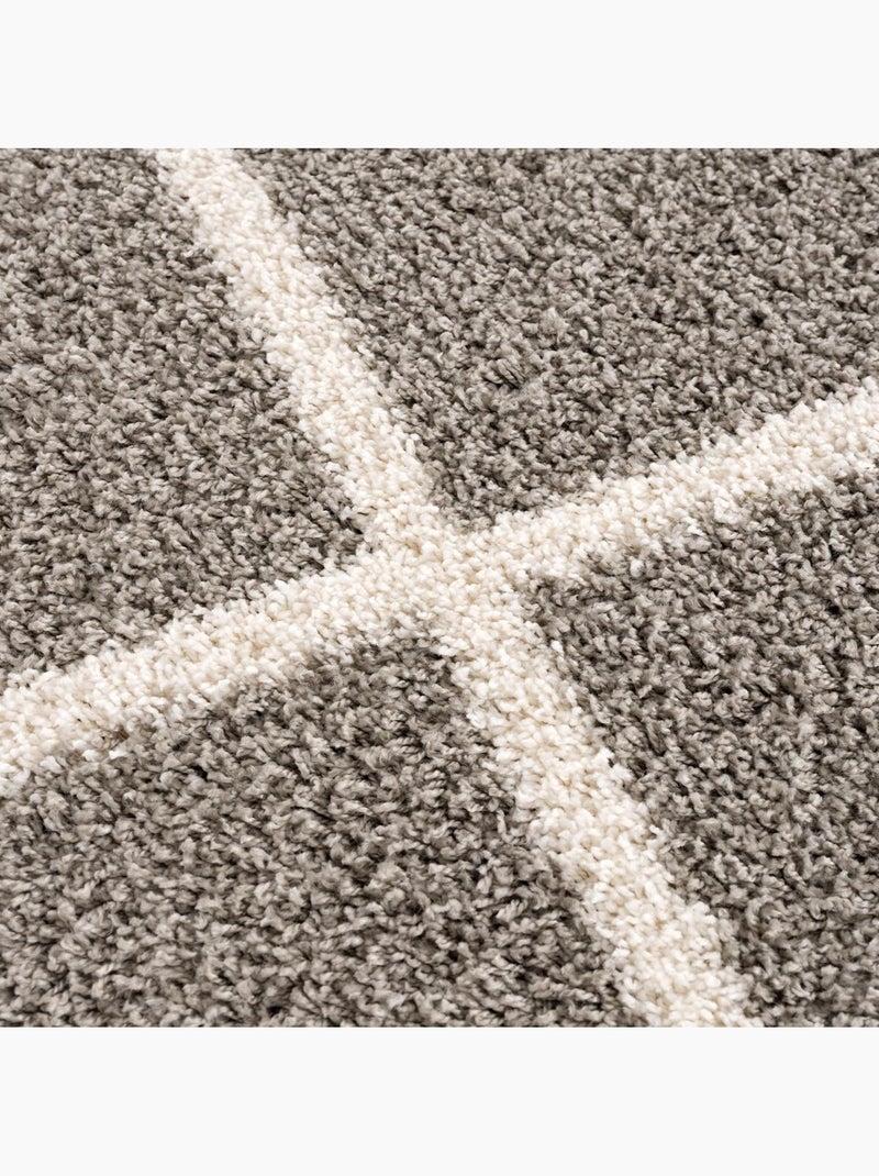 Tapis longs poils shaggy tissé motif scandinave SG MADRAG Gris - Kiabi