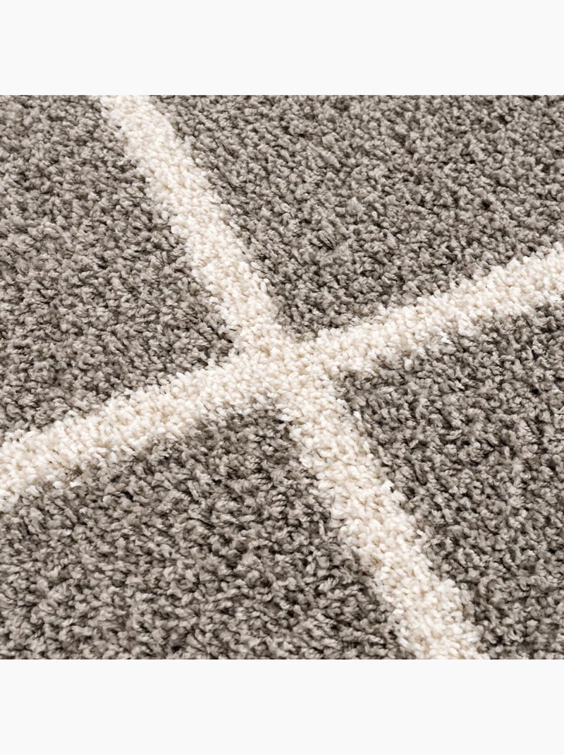 Tapis longs poils shaggy tissé motif scandinave SG MADRAG Gris - Kiabi