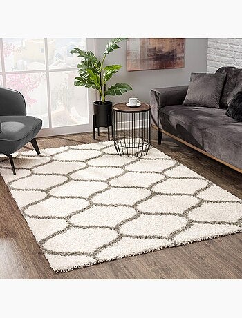 Tapis longs poils shaggy tissé motif scandinave SG MADRID