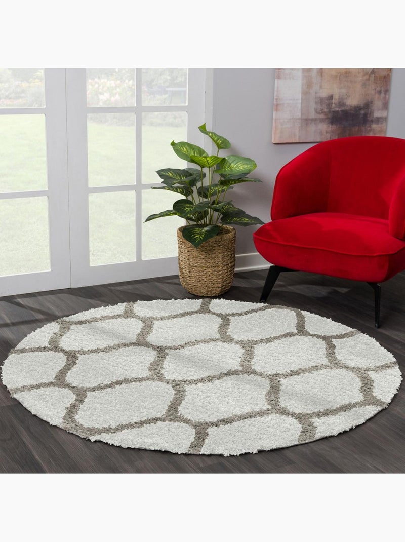 Tapis longs poils shaggy tissé motif scandinave SG MADRID Ecru - Kiabi