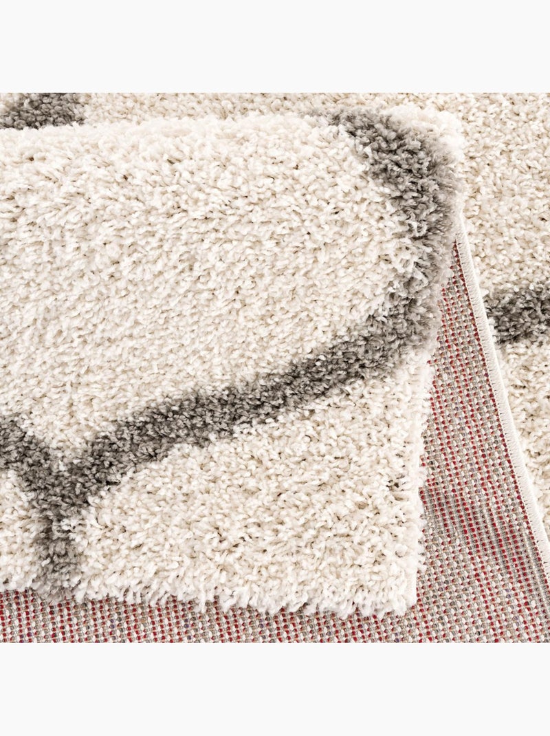 Tapis longs poils shaggy tissé motif scandinave SG MADRID Ecru - Kiabi