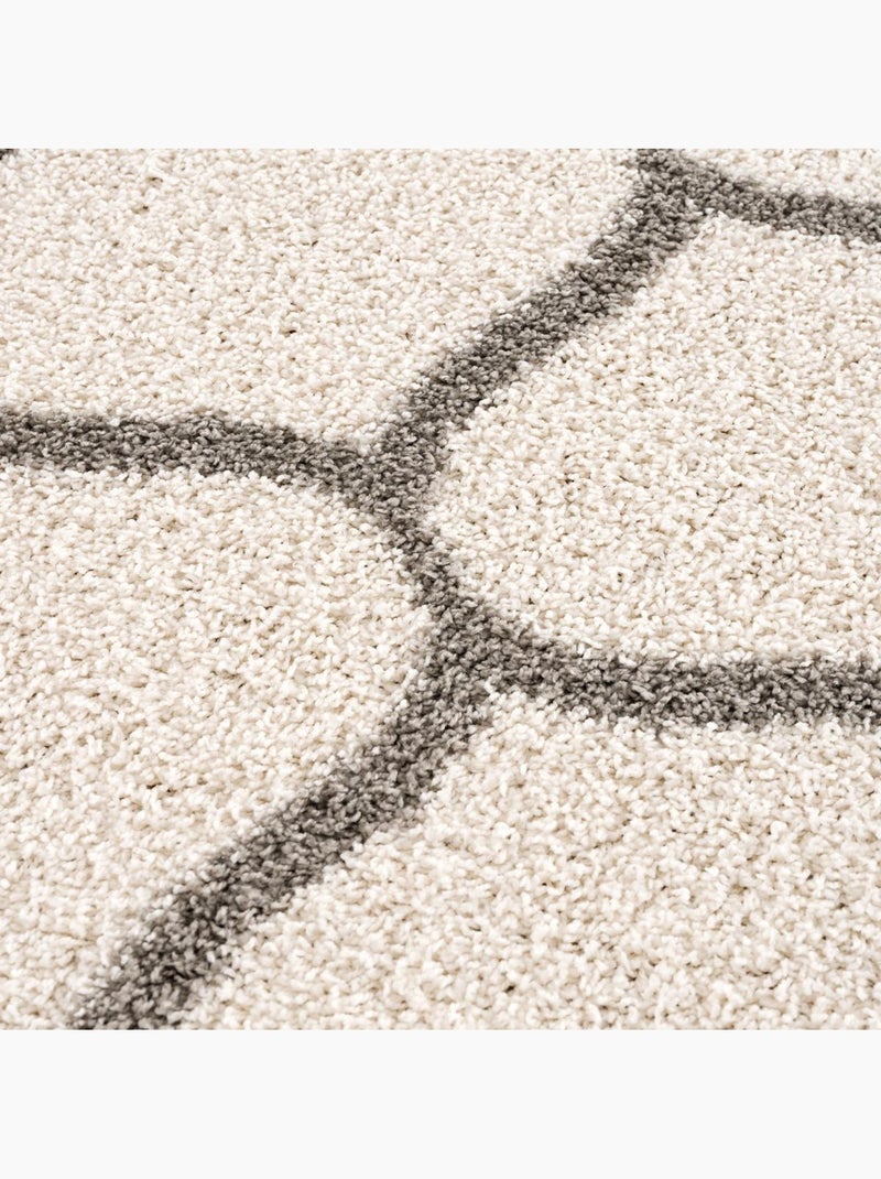 Tapis longs poils shaggy tissé motif scandinave SG MADRID Ecru - Kiabi