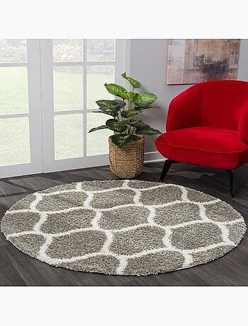 Tapis longs poils shaggy tissé motif scandinave SG MADRID