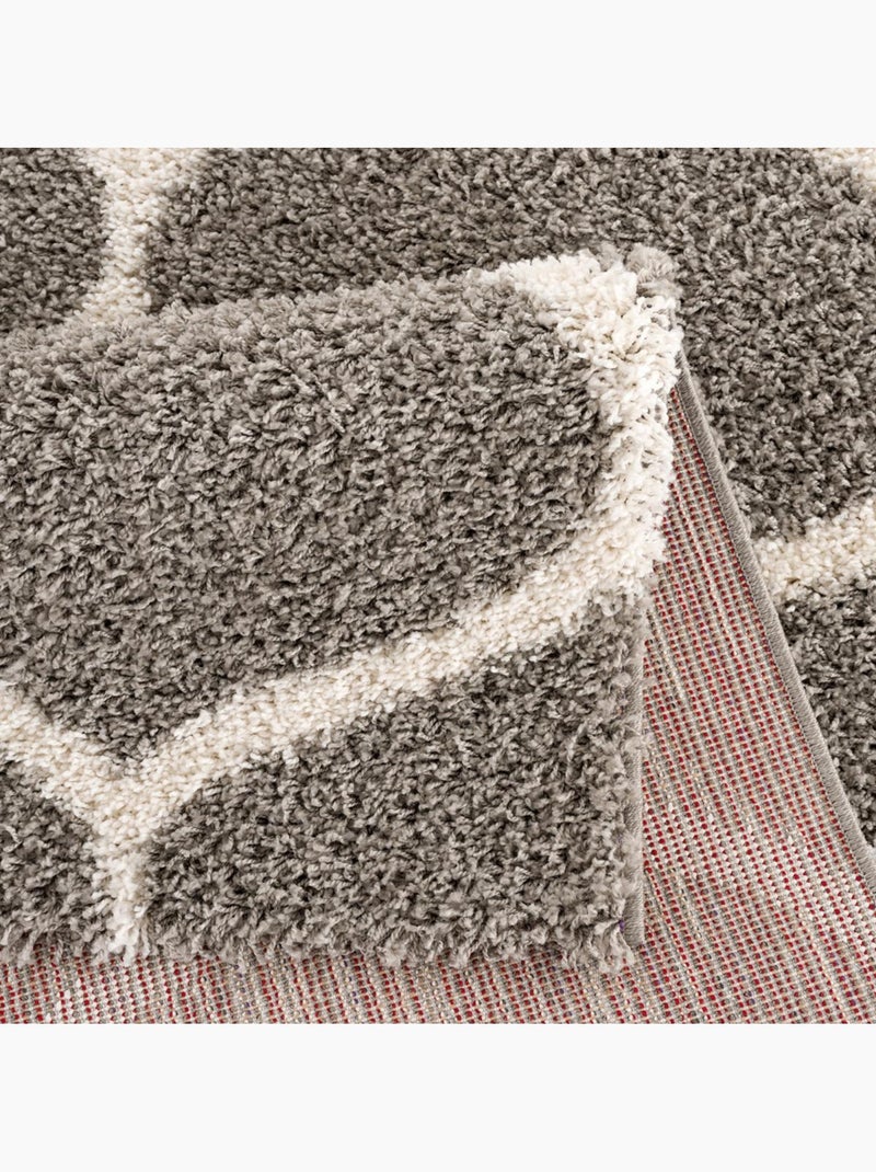 Tapis longs poils shaggy tissé motif scandinave SG MADRID Gris - Kiabi