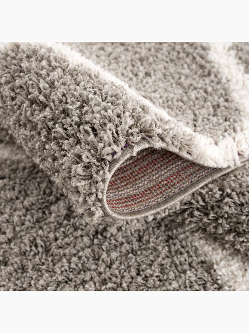 Tapis longs poils shaggy tissé motif scandinave SG MADRID Gris - Kiabi