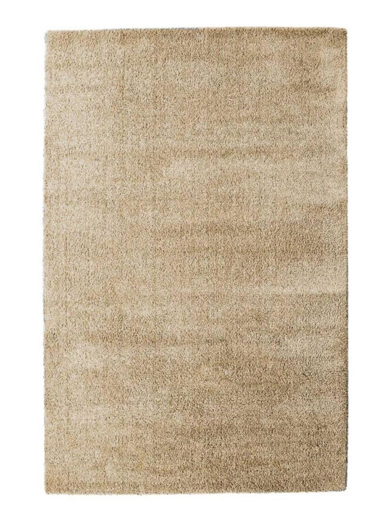 Tapis longs poils shaggy tissé motif uni SILCHOU Beige - Kiabi