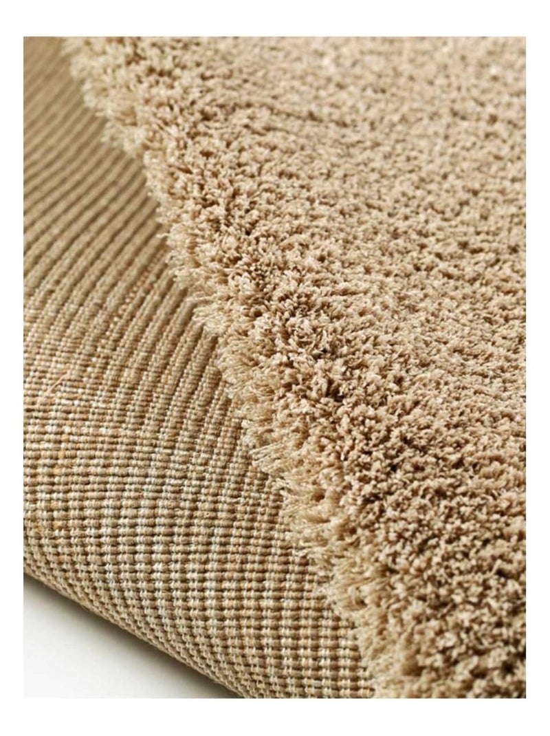 Tapis longs poils shaggy tissé motif uni SILCHOU Beige - Kiabi