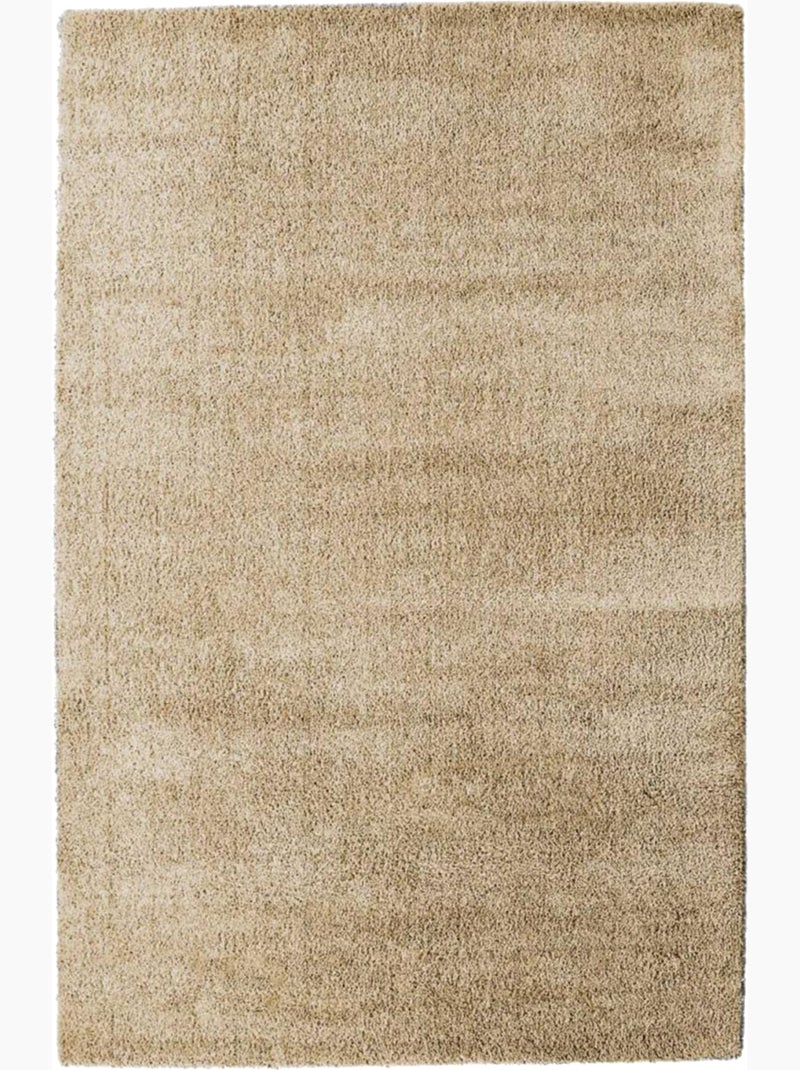 Tapis longs poils shaggy tissé motif uni SILCHOU Beige - Kiabi