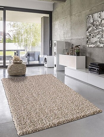 Tapis longs poils shaggy tissé motif uni SIMPLE