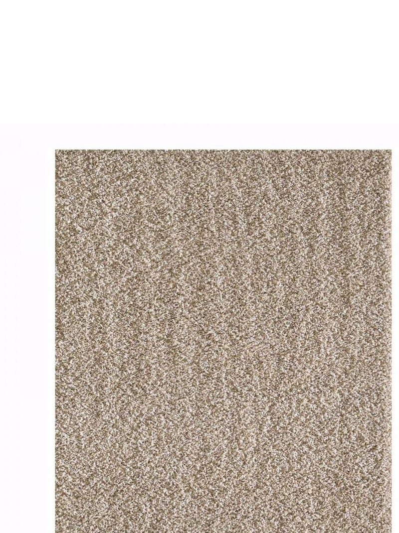 Tapis longs poils shaggy tissé motif uni SIMPLE Beige - Kiabi