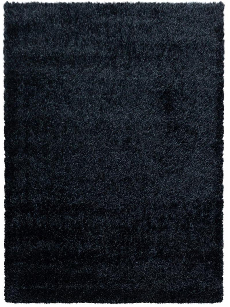 Tapis longs poils shaggy tissé motif uni UNI A Noir - Kiabi