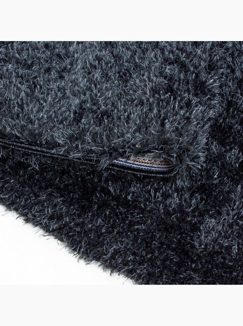 Tapis longs poils shaggy tissé motif uni UNI A Noir - Kiabi