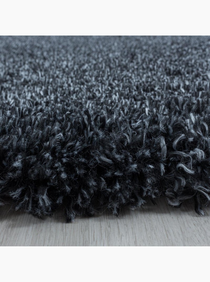 Tapis longs poils shaggy tissé motif uni uni b gris anthracite - Kiabi