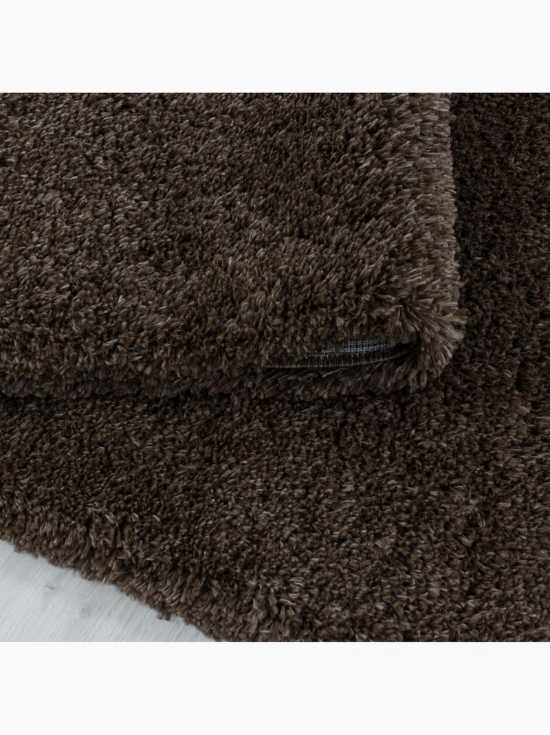 Tapis longs poils shaggy tissé motif uni UNI B Marron - Kiabi