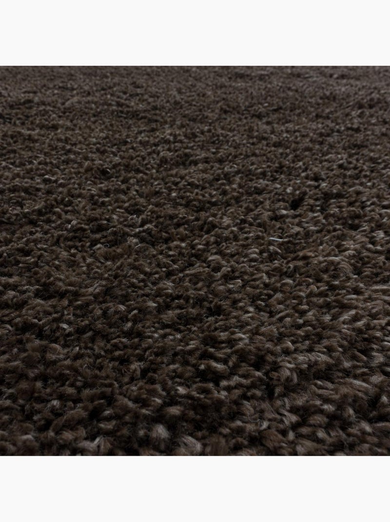 Tapis longs poils shaggy tissé motif uni UNI B Marron - Kiabi