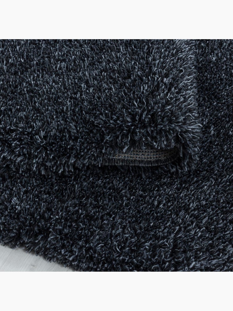 Tapis longs poils shaggy tissé motif uni UNI B Noir - Kiabi