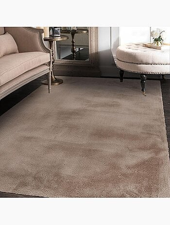 Tapis longs poils shaggy tufté motif uni CAREI