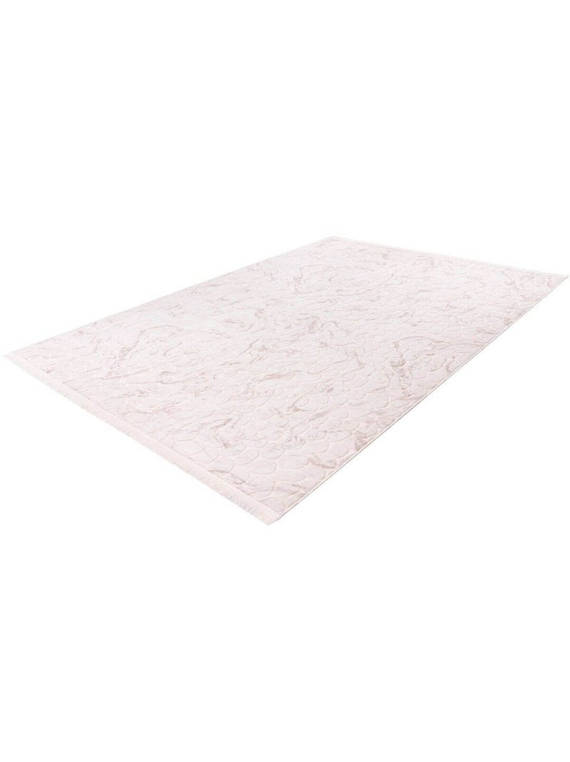 Tapis marbré avec franges design lavable en machine Braganca Beige - Kiabi