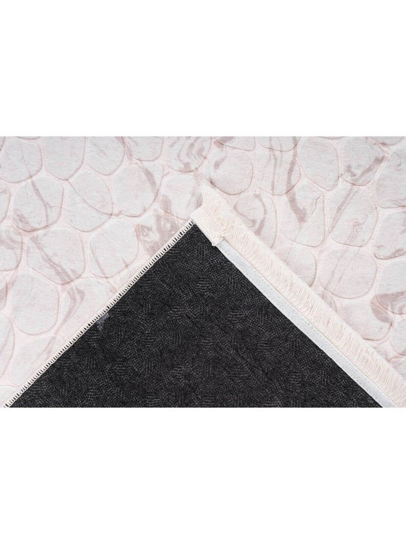 Tapis marbré avec franges design lavable en machine Braganca Beige - Kiabi