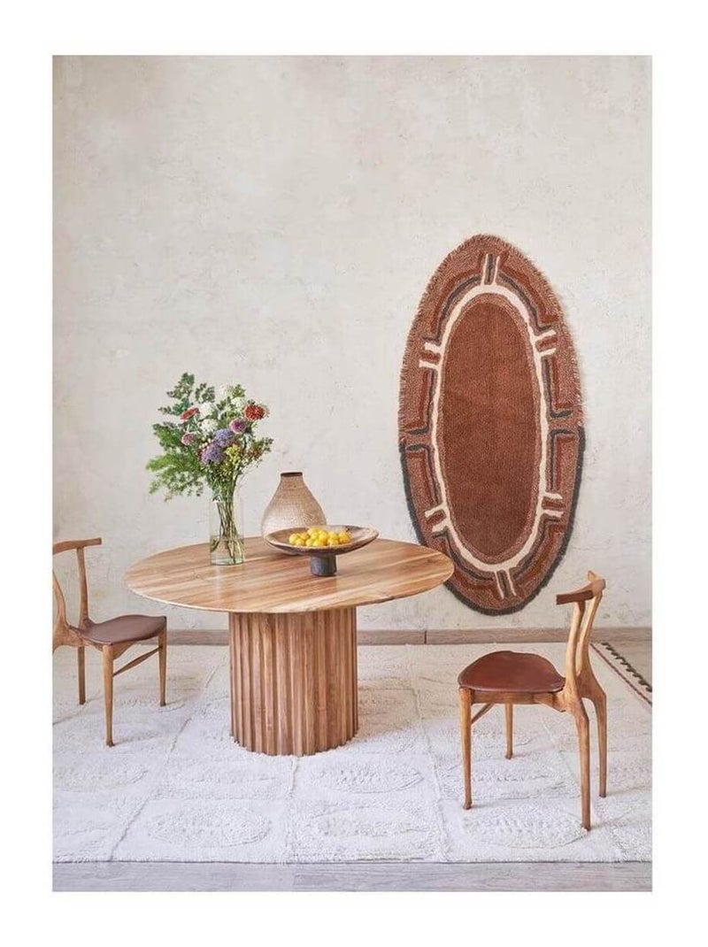 Tapis marron en laine lavable en machine ethnique Karibu Marron - Kiabi