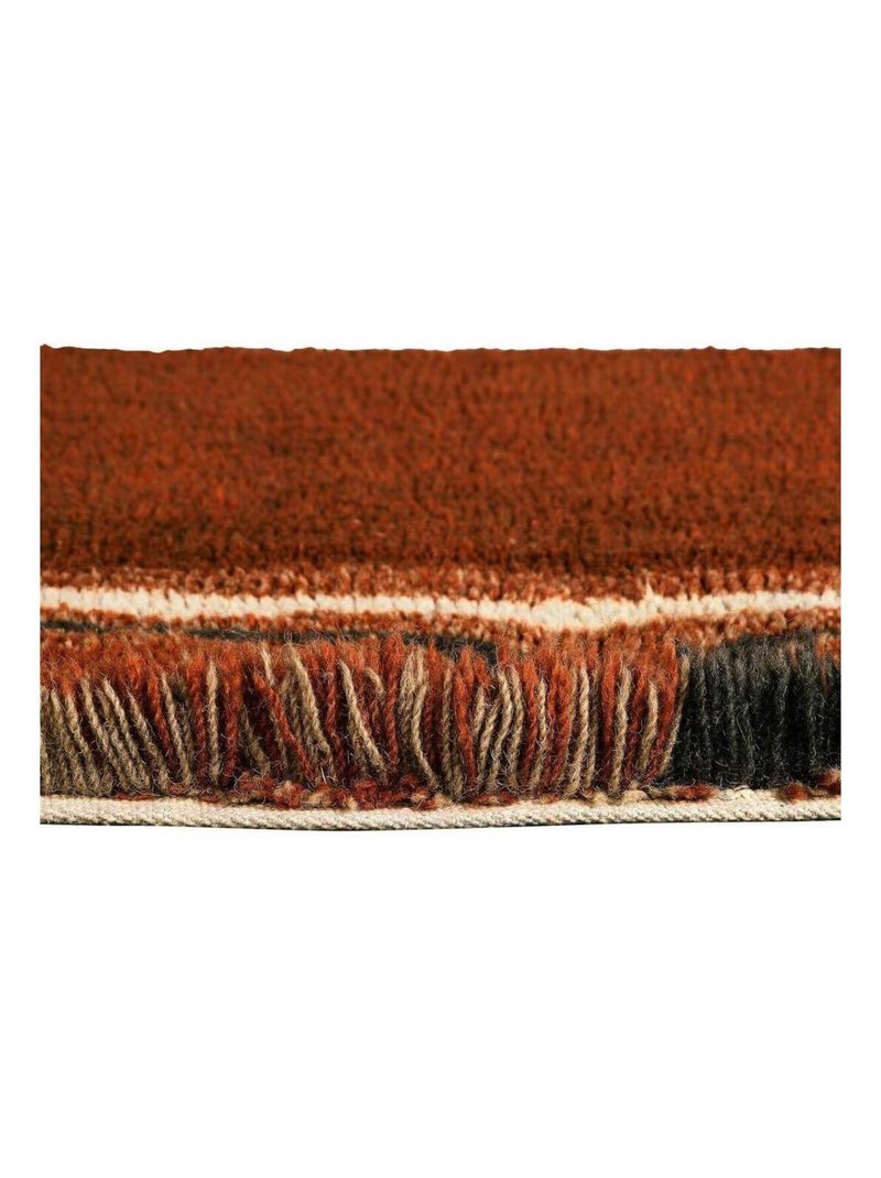 Tapis marron en laine lavable en machine ethnique Karibu Marron - Kiabi