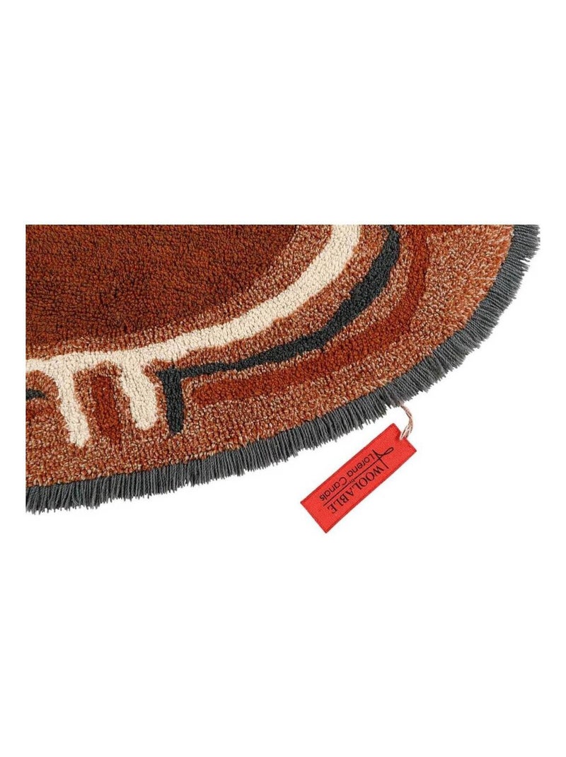 Tapis marron en laine lavable en machine ethnique Karibu Marron - Kiabi