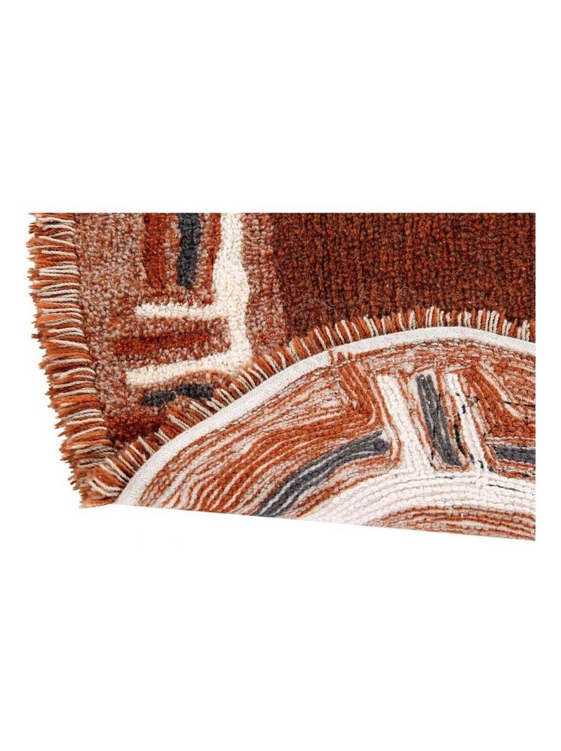 Tapis marron en laine lavable en machine ethnique Karibu Marron - Kiabi