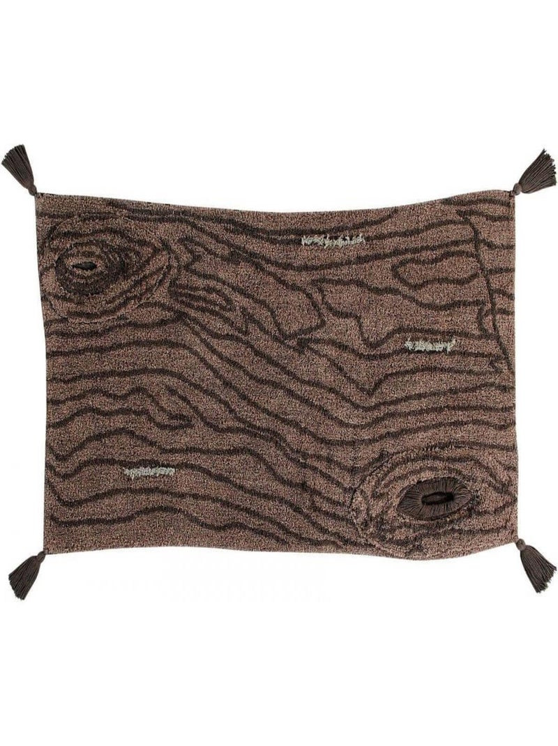 Tapis marron enfant lavable en machine en coton Pine Tree Marron - Kiabi