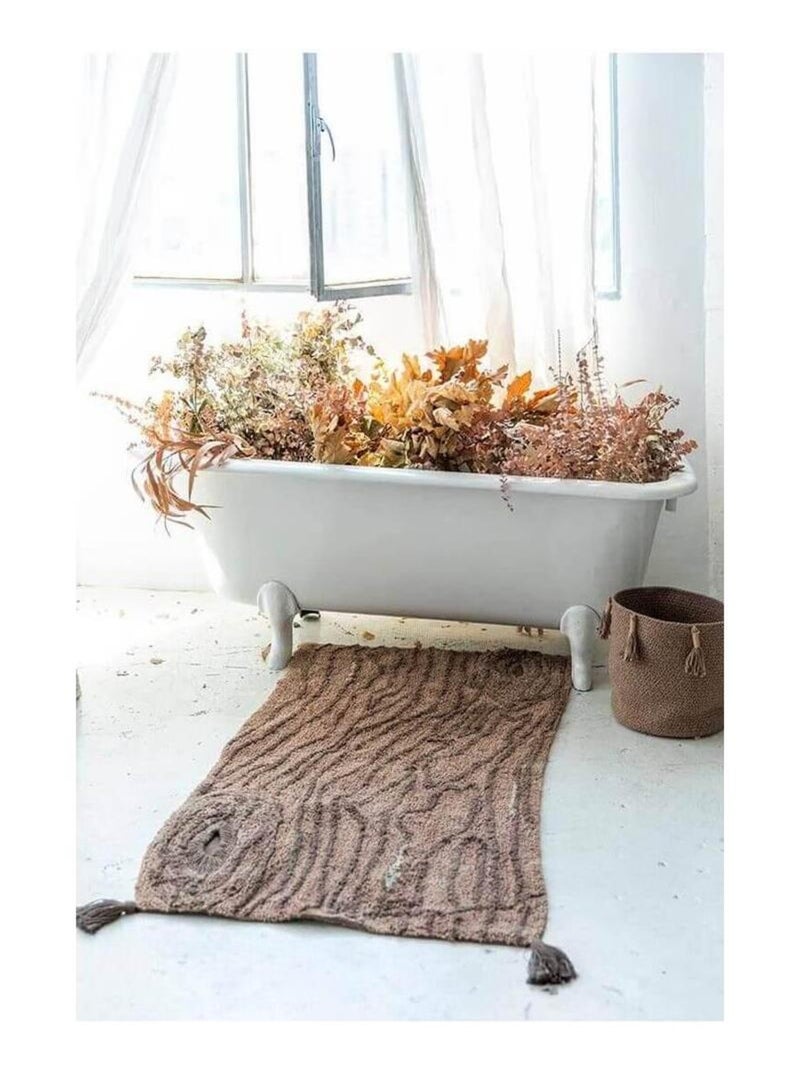 Tapis marron enfant lavable en machine en coton Pine Tree Marron - Kiabi