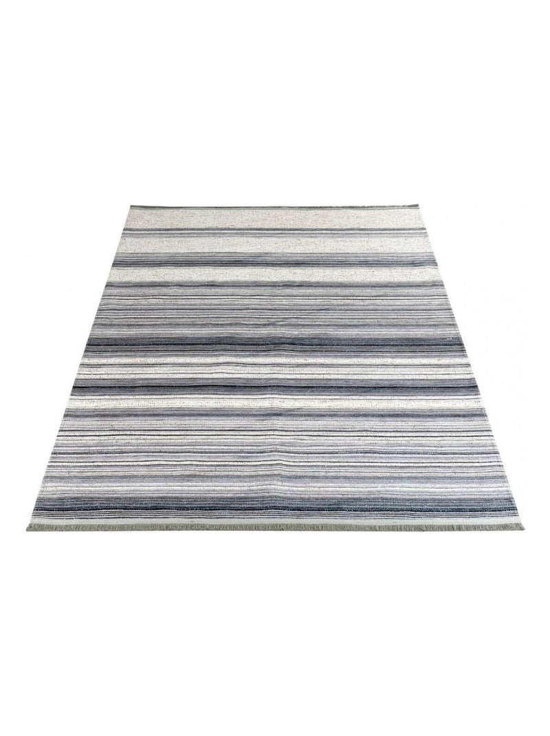 Tapis moderne à franges lavable en machine Emma Gris - Kiabi