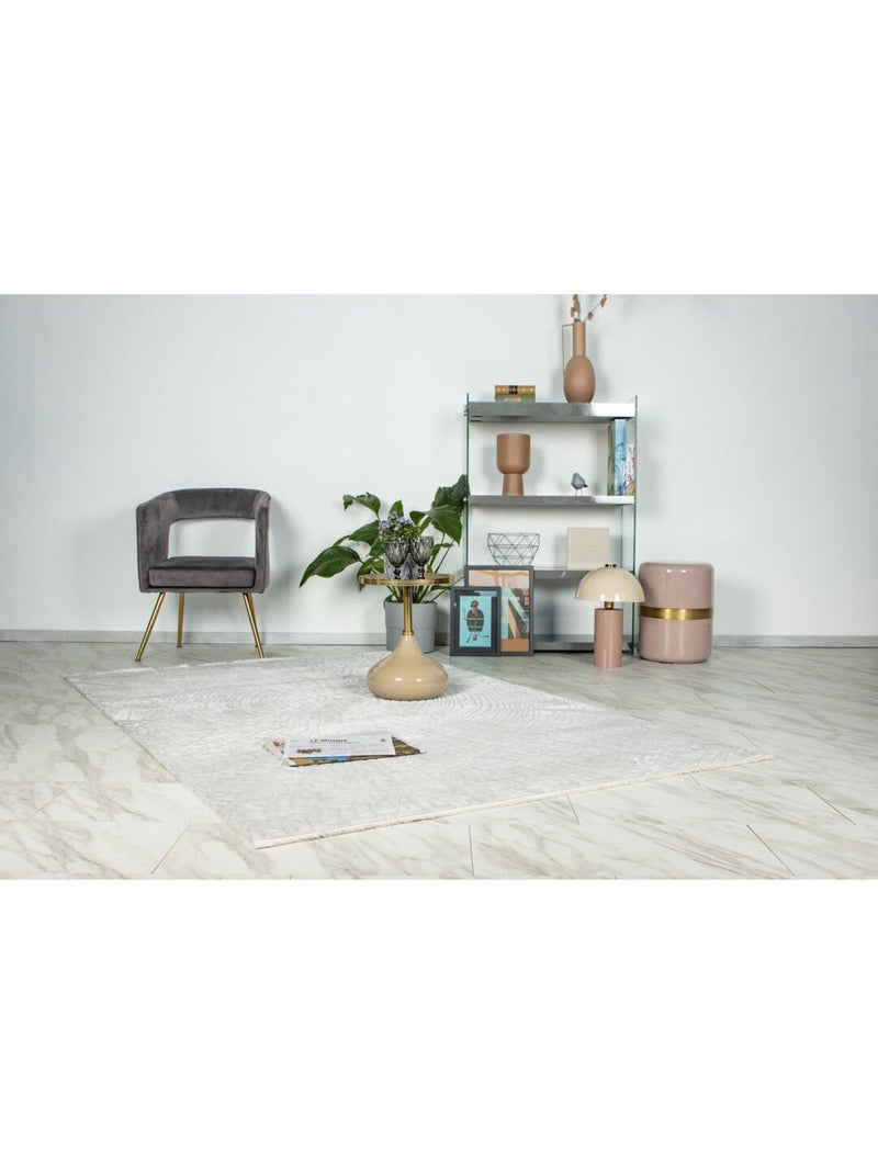 Tapis moderne avec franges rectangle Lucie Argenté - Kiabi