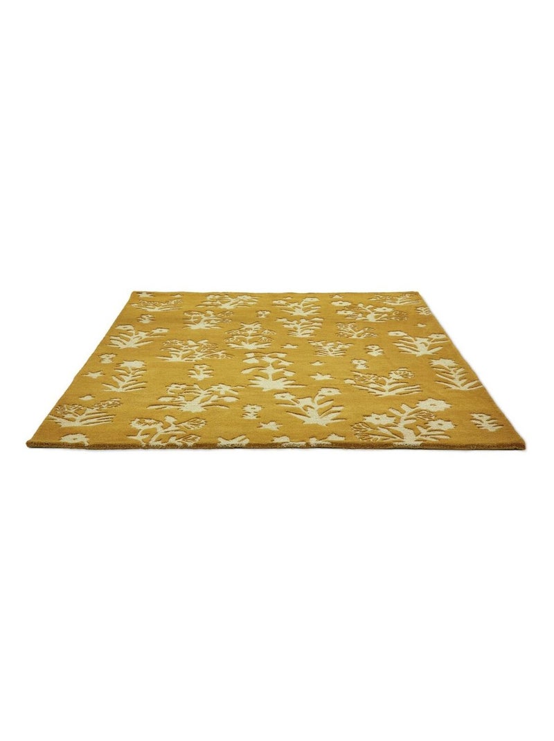 Tapis moderne effet 3D floral laine tufté main Woodland Doré - Kiabi