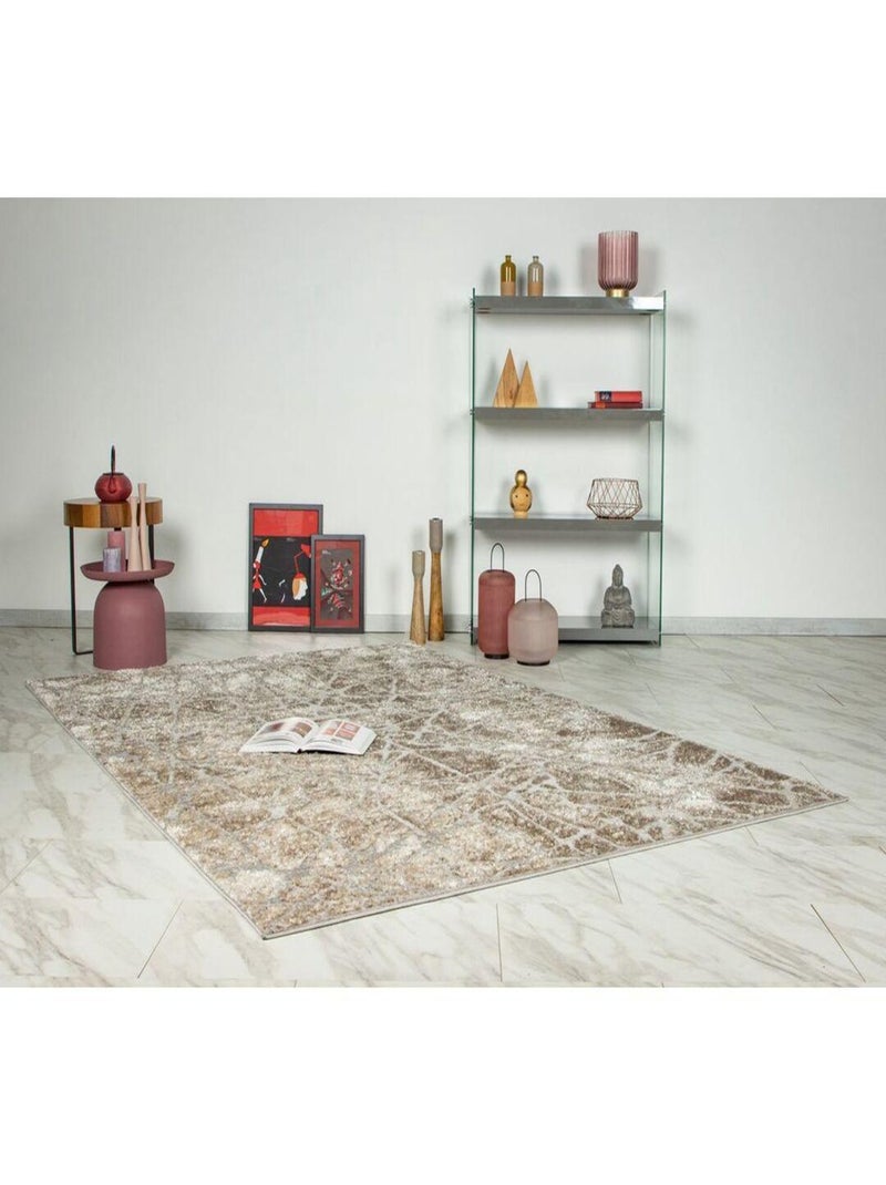 Tapis moderne effet 3D rectangle rayé Katoun Beige - Kiabi