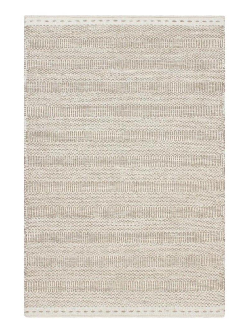 Tapis moderne en laine rectangle tissé main Dalma Beige - Kiabi