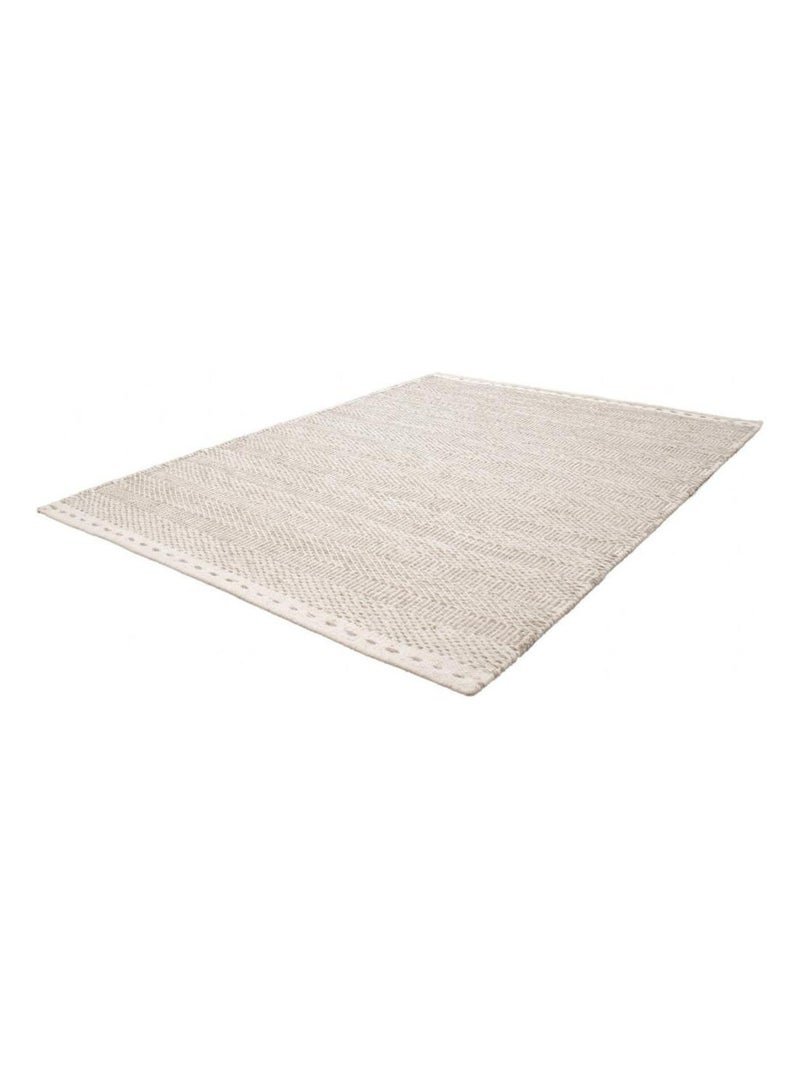 Tapis moderne en laine rectangle tissé main Dalma Beige - Kiabi