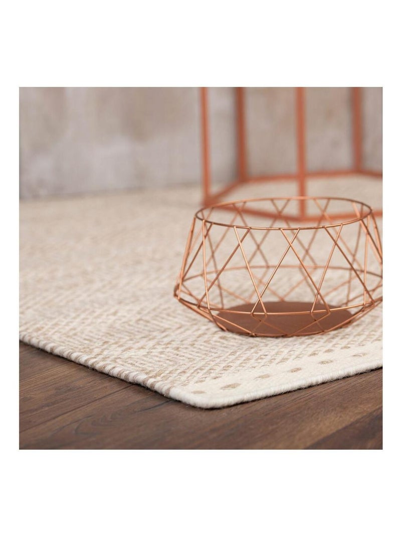 Tapis moderne en laine rectangle tissé main Dalma Beige - Kiabi