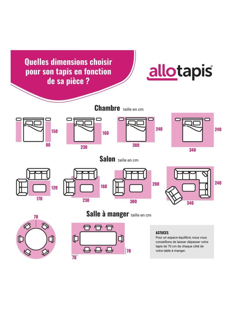 Tapis moderne en laine rectangle tissé main Dalma Multicolore - Kiabi