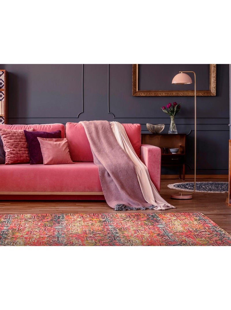 Tapis moderne ethnique lavable en machine Calabre Rouge - Kiabi