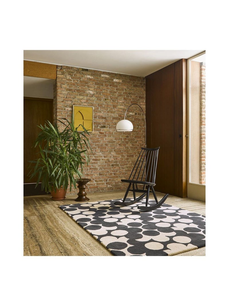 Tapis moderne floral laine tufté main laine Puzzle Flower Ardoise - Kiabi