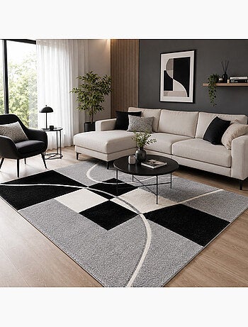 Tapis moderne géométrique - 120x170 / noir