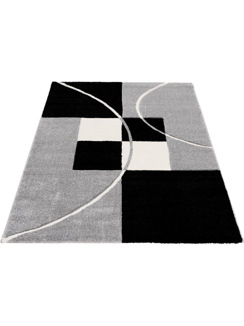 Tapis moderne Géométrique Noir - Kiabi