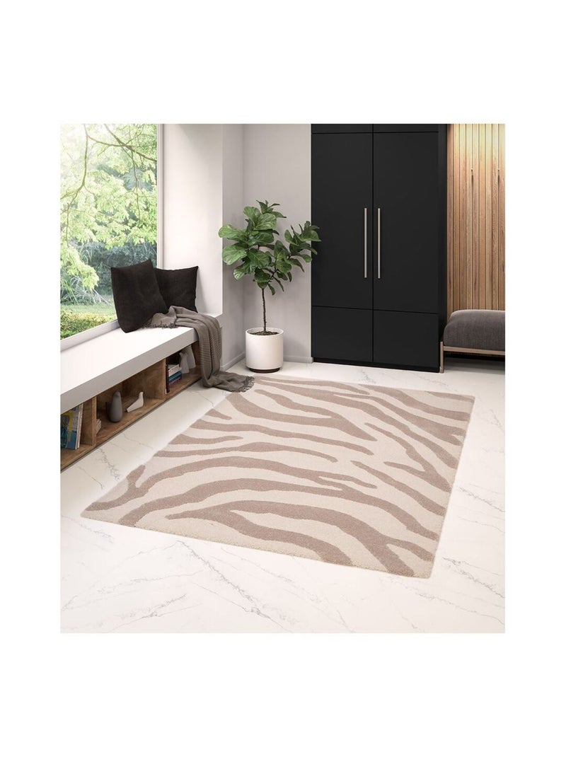 Tapis moderne motif zèbre rectangle Aloee Ecru - Kiabi